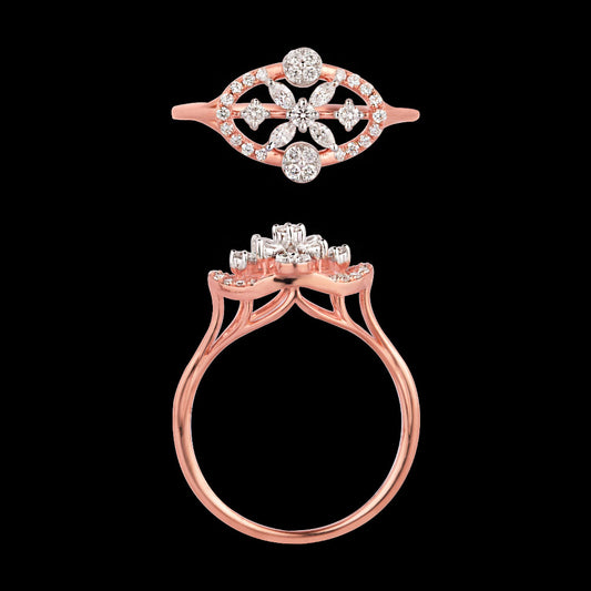 18K Rose Gold Diamond Ring - 0.3ct VVS-EF