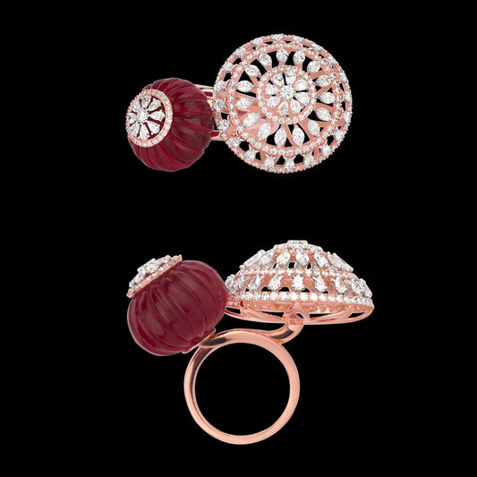 18K Rose Gold Diamond Ring - 4.972ct VVS-VS-EF with Colour Stones