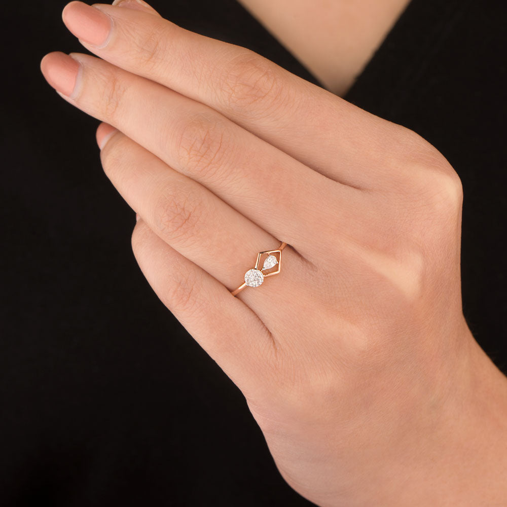 18K Rose Gold Diamond Ring - 0.15ct VVS-EF