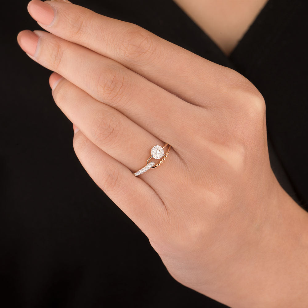 18K Rose Gold Diamond Ring - 0.24ct VVS-EF