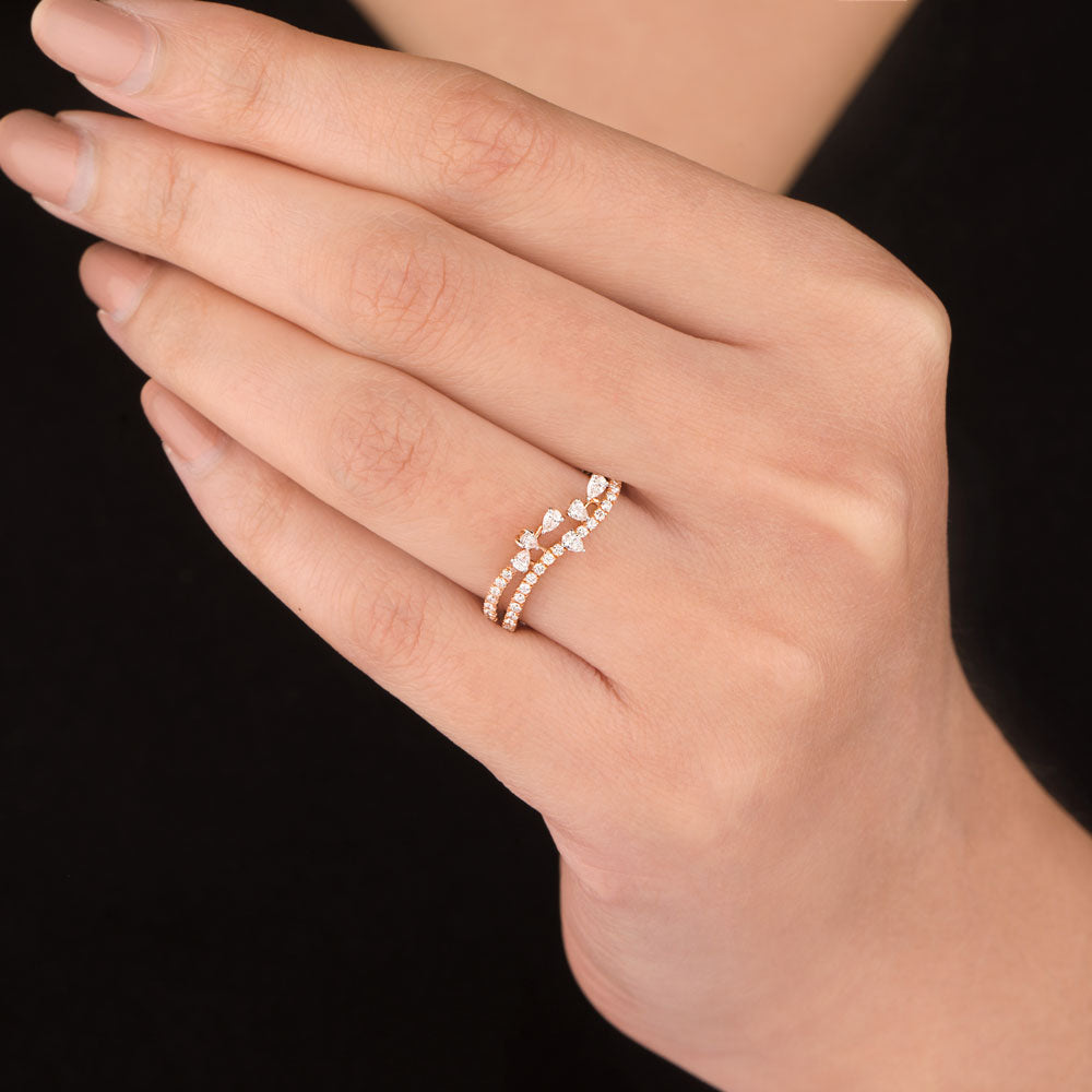 18K Rose Gold Diamond Ring - 0.35ct VVS-VS-GH