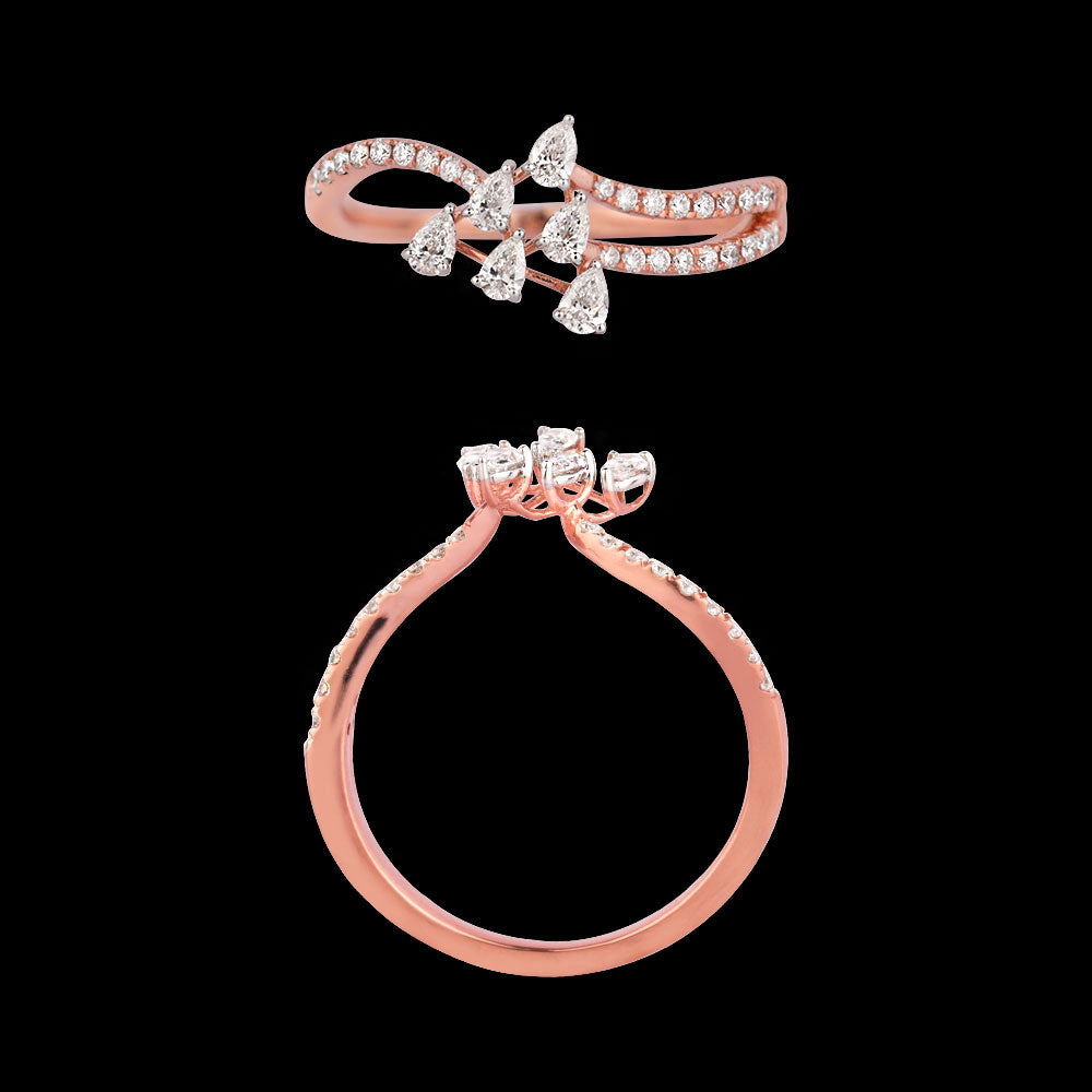 18K Rose Gold Diamond Ring - 0.37ct VVS-EF