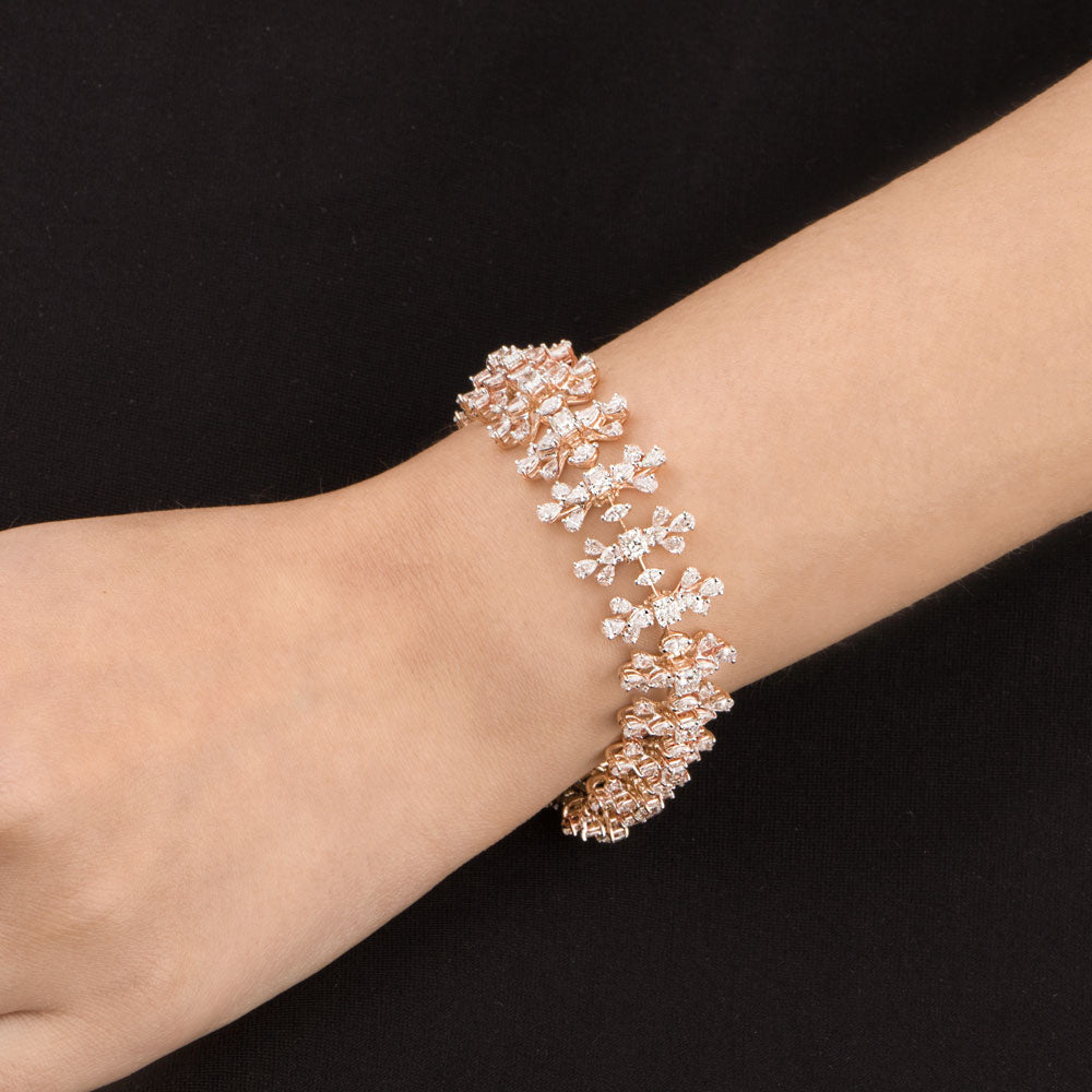 18K Rose Gold Diamond Bracelet - 14.475ct VS-SI-FG