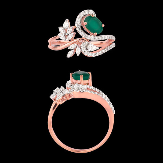 18K Rose Gold Diamond Ring - 0.41ct VVS-VS-EF with Colour Stones