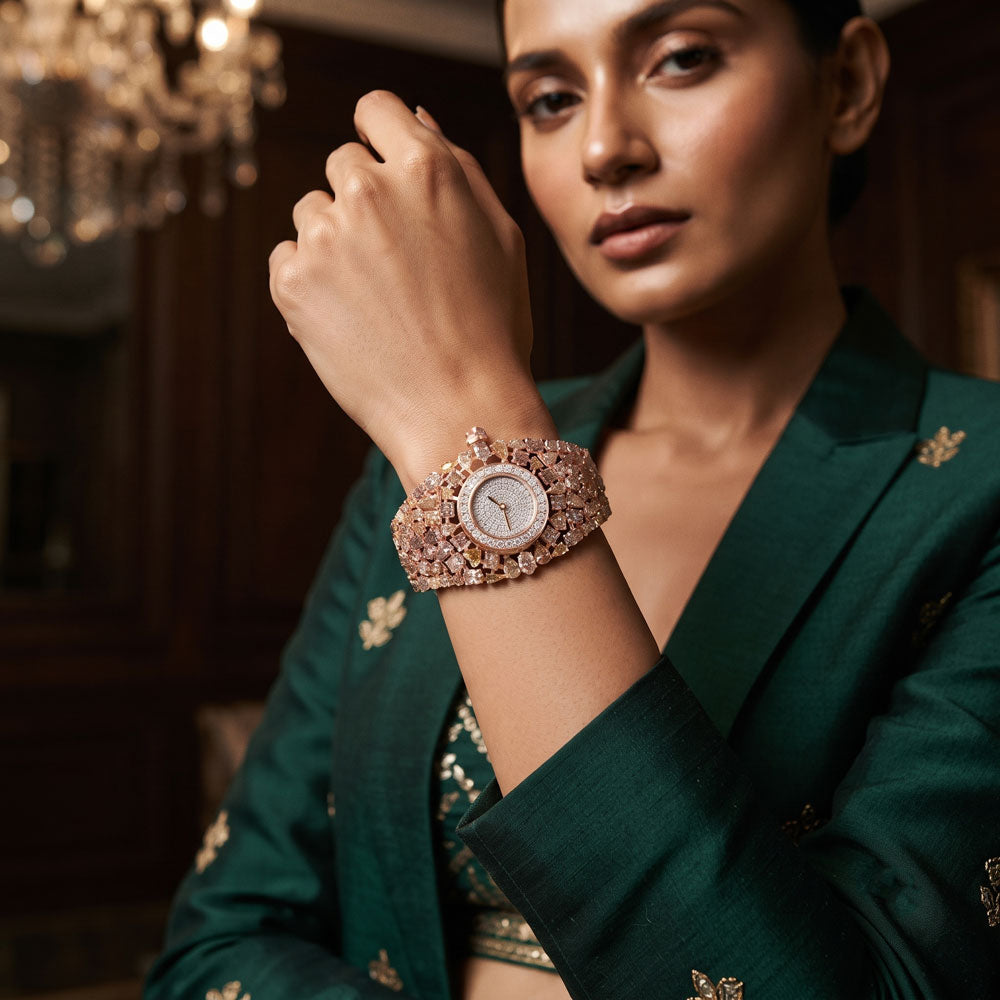 14K Rose Gold Diamond Watch - 40.574ct SI-WK