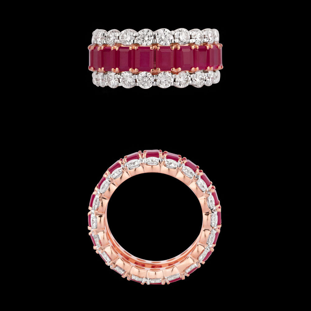 18K Rose Gold Diamond Ring - 3.58ct VS-SI-GH with Colour Stones