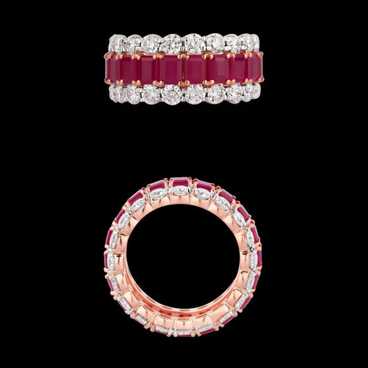 18K Rose Gold Diamond Ring - 3.58ct VS-SI-GH with Colour Stones