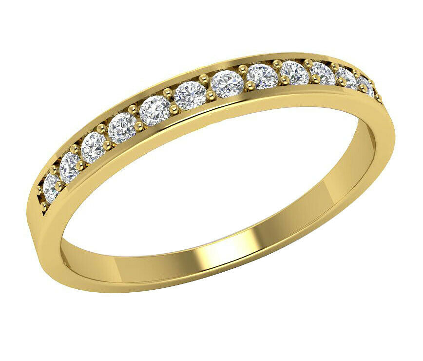 0.30 Ct Round Cut Diamond 14K Yellow Gold Finish Wedding Anniversary Ring On 925 Sterling Silver