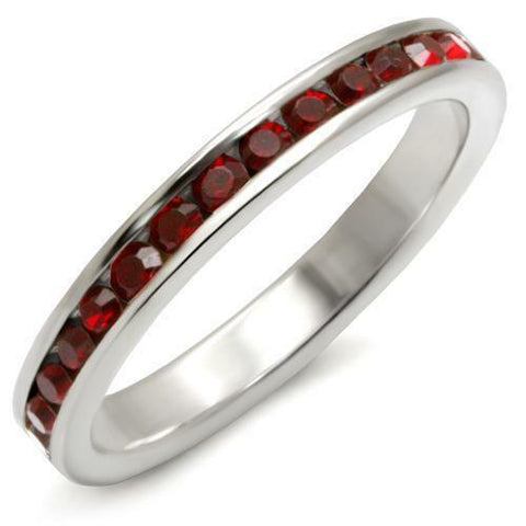 1 Ct Round Cut Red Ruby Diamond 14K White Gold Over Eternity Engagement Band Channel Ring 925 Sterling Silver