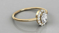 2.30 Ct Oval Cut Lab Created Diamond 14K Yellow Gold Over Halo Anniversary Ring On 925 Sterling Silver