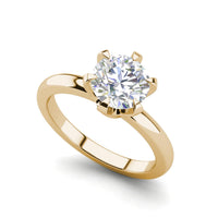 2 Ct Round Cut Diamond Engagement Solitaire Ring Yellow Gold Finish On 925 Sterling Silver