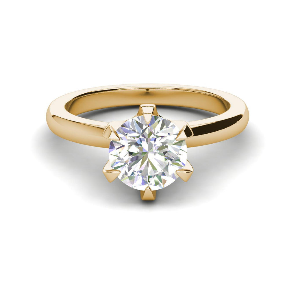 2 Ct Round Cut Diamond Engagement Solitaire Ring Yellow Gold Finish On 925 Sterling Silver