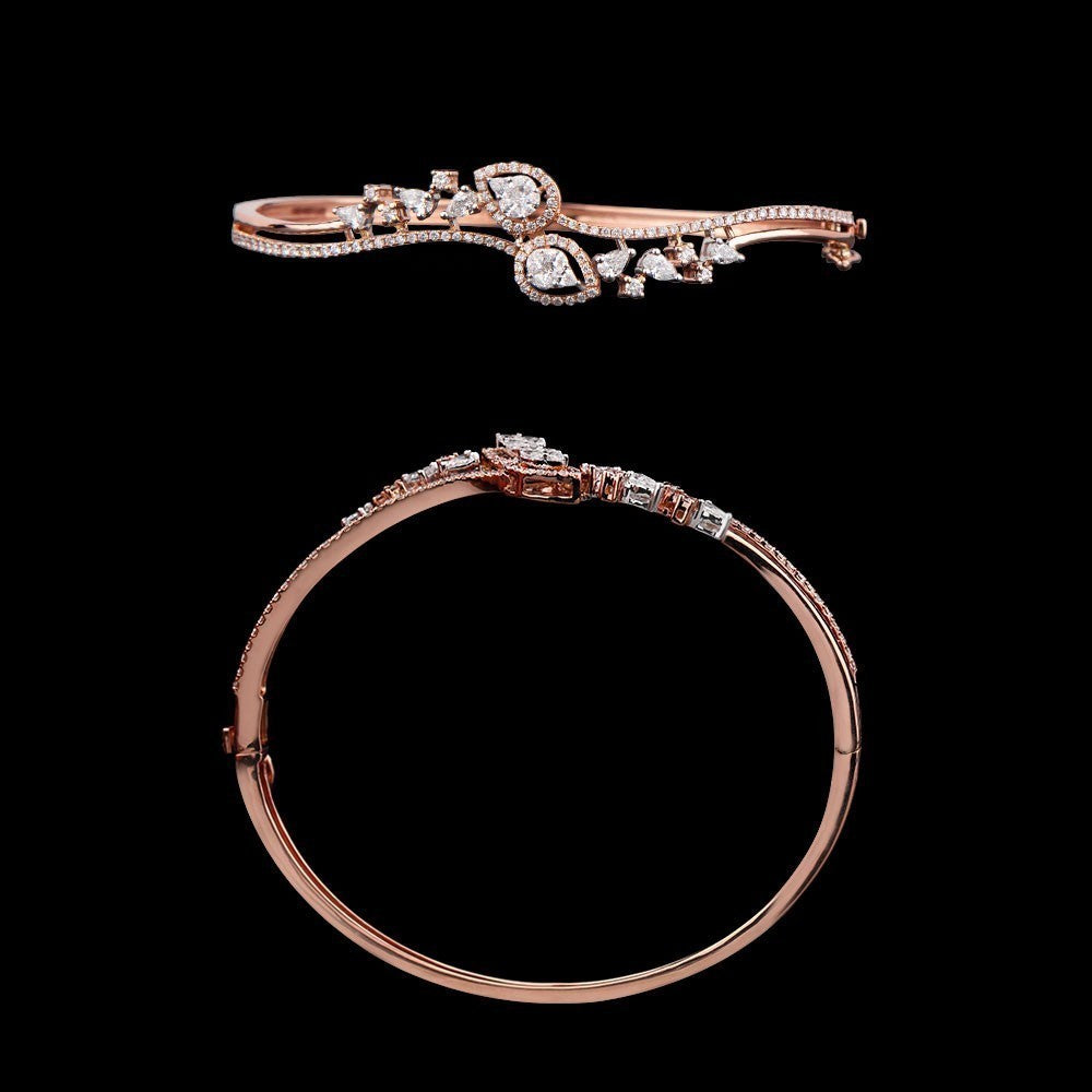 18K Two Tone Gold Diamond Kada - 1.06ct VS-FG