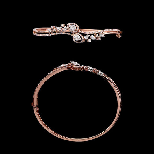 18K Two Tone Gold Diamond Kada - 1.06ct VS-FG