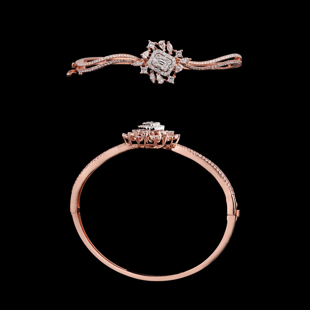 18K Two Tone Gold Diamond Kada - 1.38ct VS-SI-FG