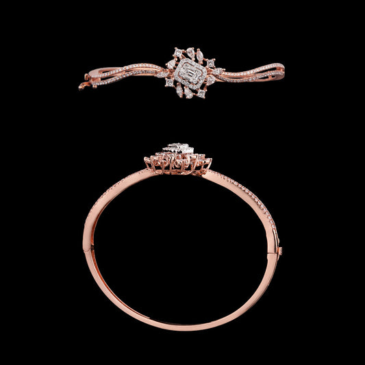 18K Two Tone Gold Diamond Kada - 1.38ct VS-SI-FG