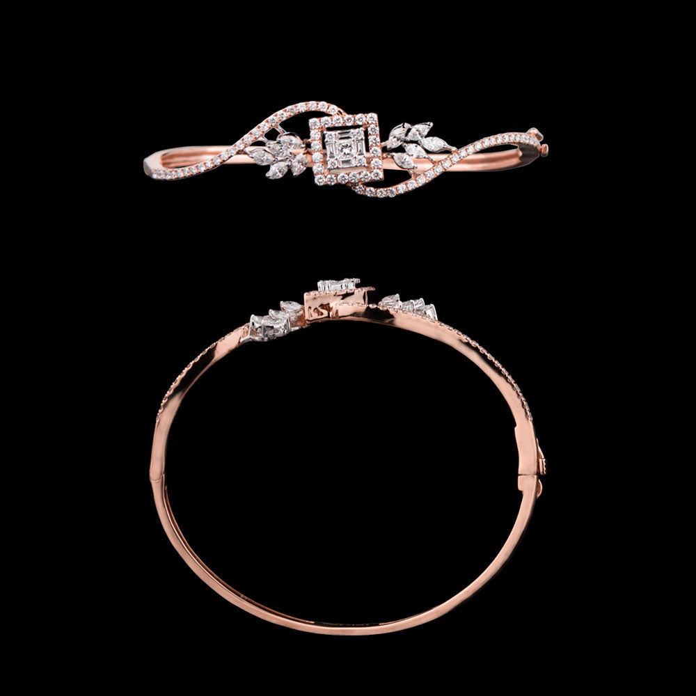 18K Two Tone Gold Diamond Kada - 1.5ct VS-FG