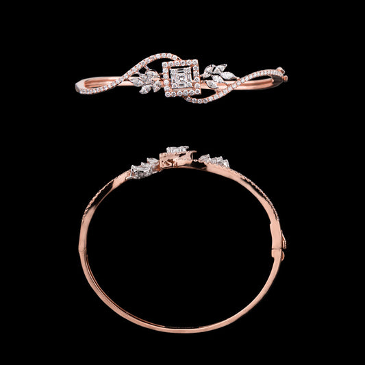 18K Two Tone Gold Diamond Kada - 1.5ct VS-FG