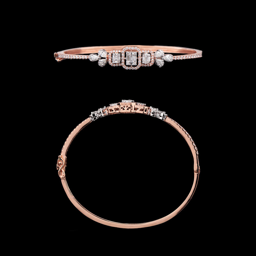 18K Two Tone Gold Diamond Kada - 1.22ct VS-FG