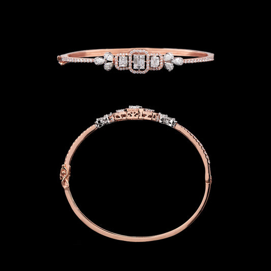 18K Two Tone Gold Diamond Kada - 1.22ct VS-FG