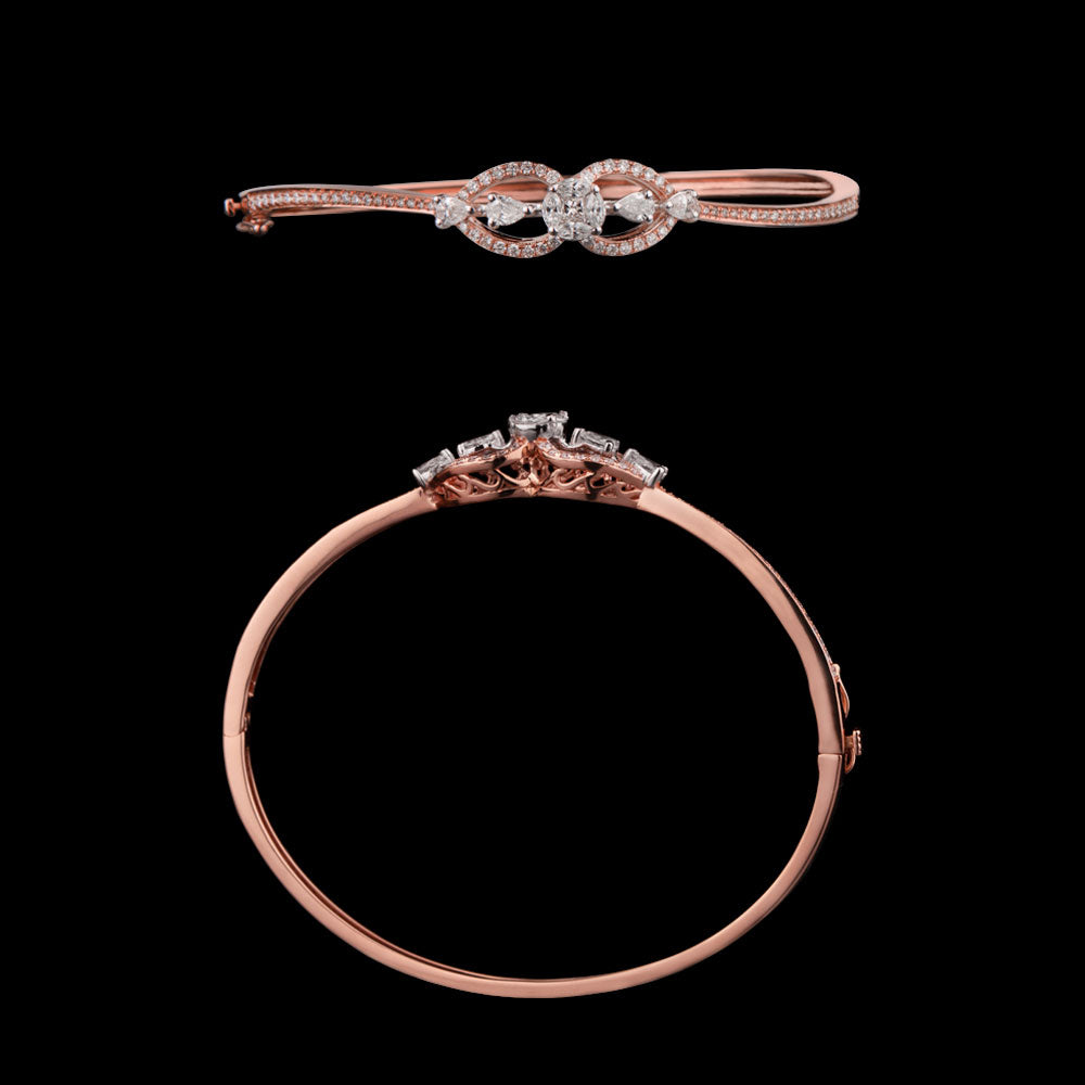 18K Two Tone Gold Diamond Kada - 1.08ct VS-FG