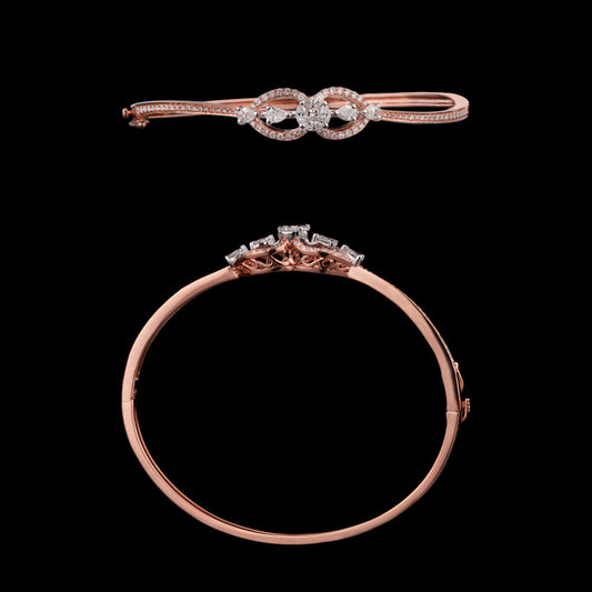 18K Two Tone Gold Diamond Kada - 1.08ct VS-FG