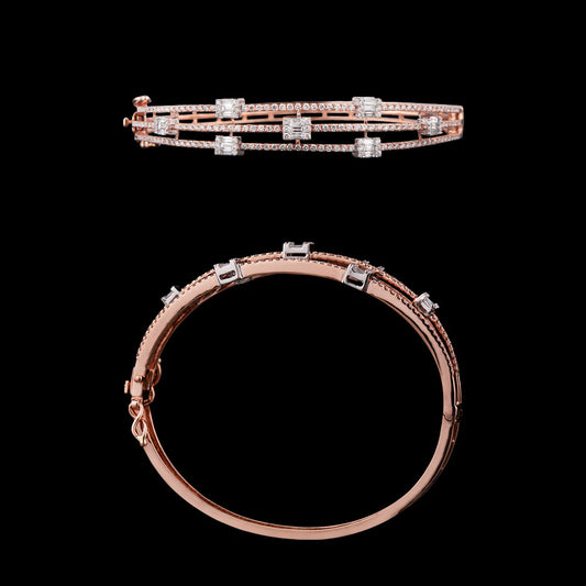 18K Two Tone Gold Diamond Kada - 1.43ct VS-FG