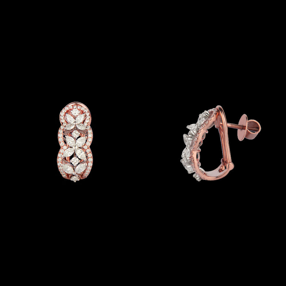 18K Two Tone Gold Diamond Earrings - 1.93ct VS-FG