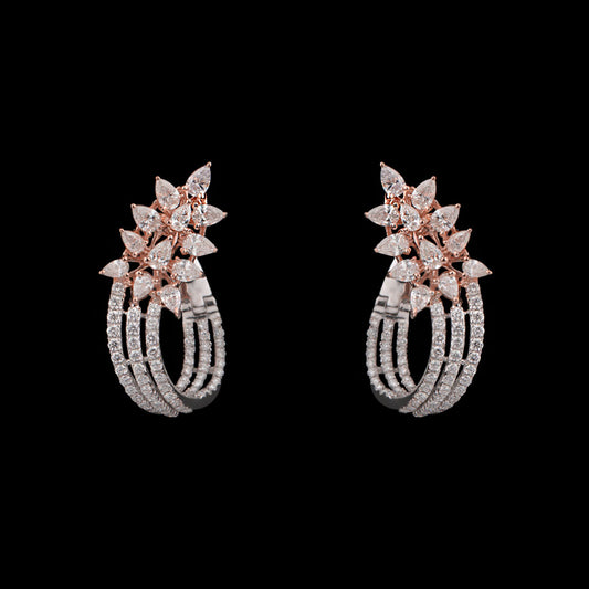 18K Two Tone Gold Diamond Earrings - 2.09ct VS-FG
