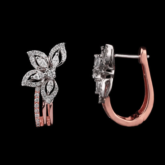 14K Two Tone Gold Diamond Earrings - 0.75ct VS-FG