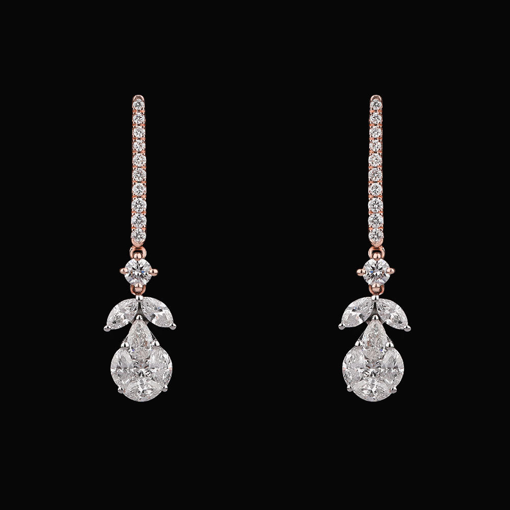 14K Two Tone Gold Diamond Earrings - 1.2ct VS-FG