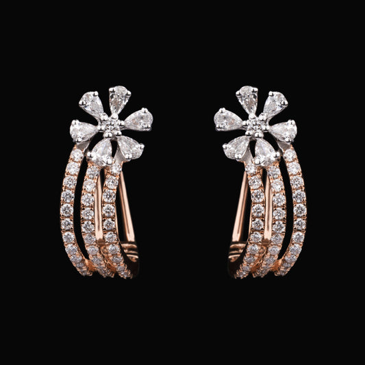 18K Two Tone Gold Diamond Earrings - 0.87ct VS-FG