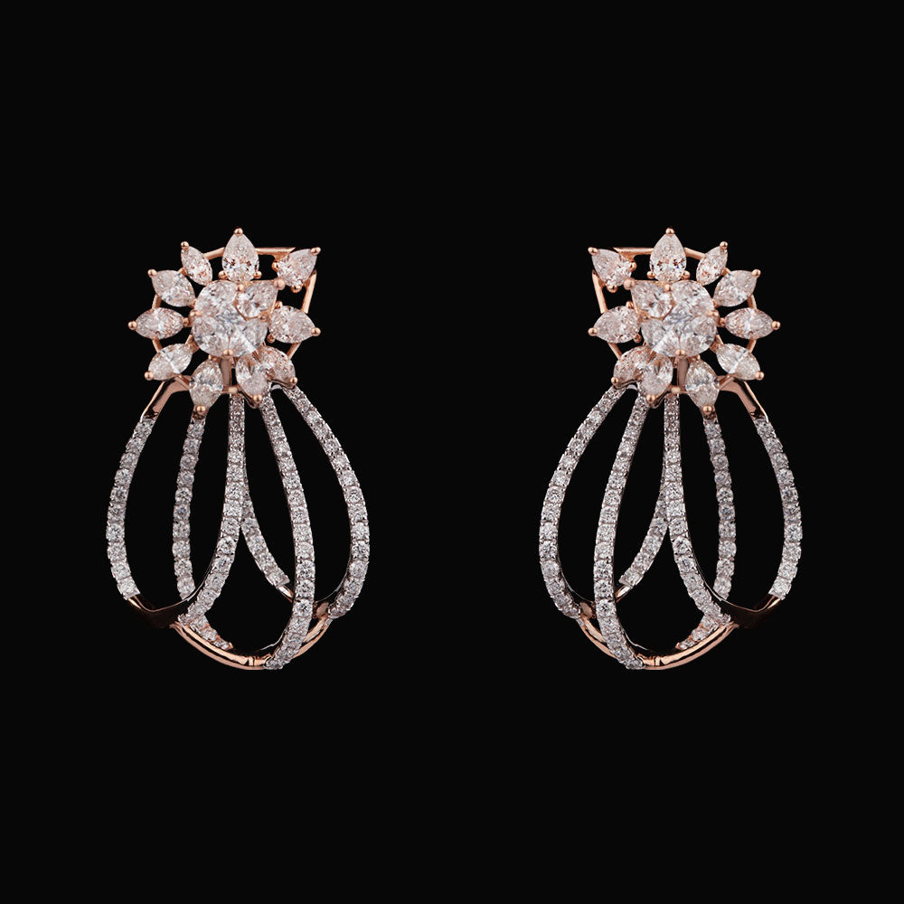 18K Two Tone Gold Diamond Earrings - 2.38ct VS-SI-FG