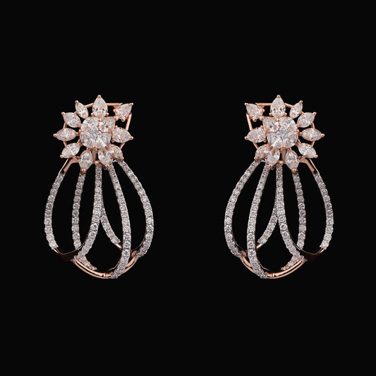 18K Two Tone Gold Diamond Earrings - 2.38ct VS-SI-FG