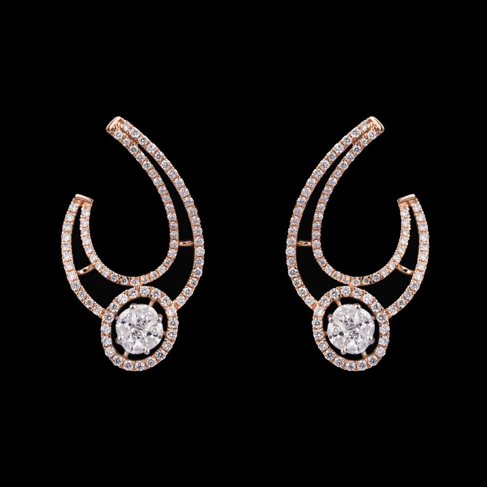 18K Two Tone Gold Diamond Earrings - 1.14ct VS-SI-FG