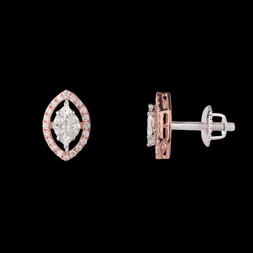 14K Two Tone Gold Diamond Earrings - 0.54ct VS-FG