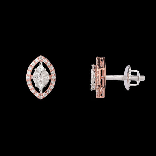 14K Two Tone Gold Diamond Earrings - 0.54ct VS-FG