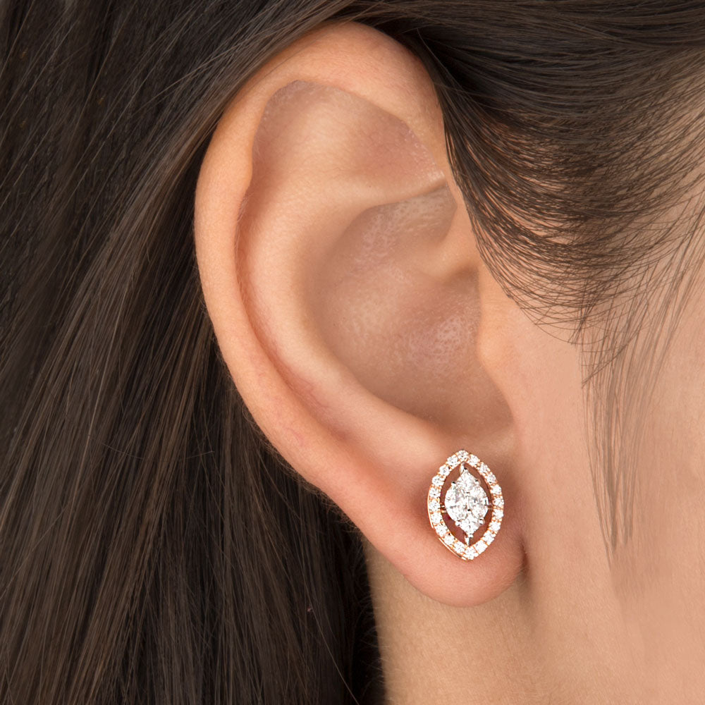 14K Two Tone Gold Diamond Earrings - 0.54ct VS-FG