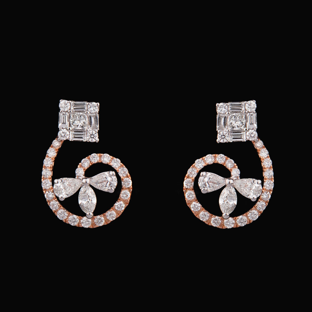 18K Two Tone Gold Diamond Earrings - 0.7ct VS-FG
