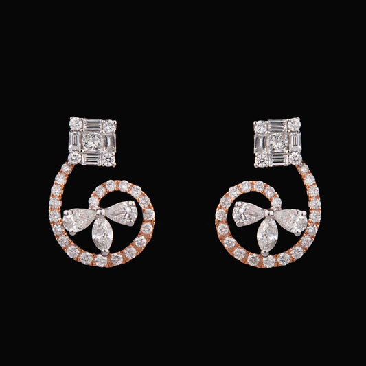 18K Two Tone Gold Diamond Earrings - 0.7ct VS-FG