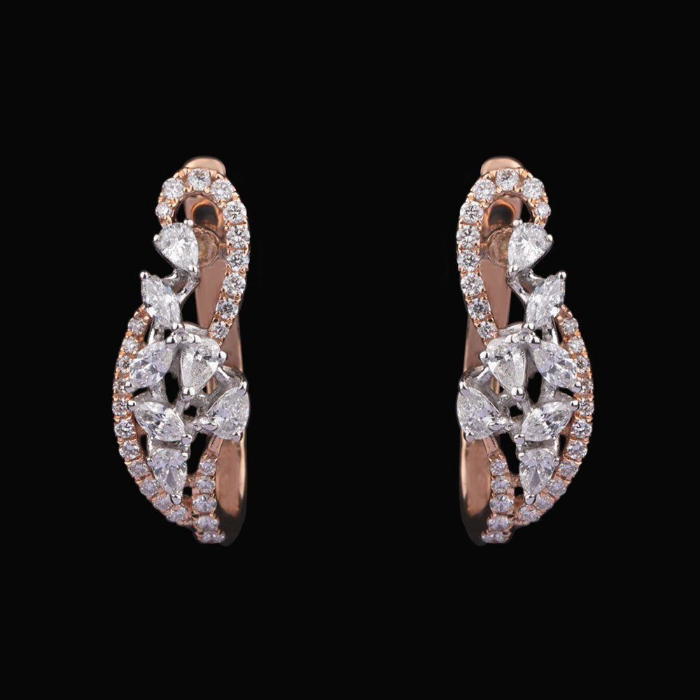 18K Two Tone Gold Diamond Earrings - 0.65ct VS-FG