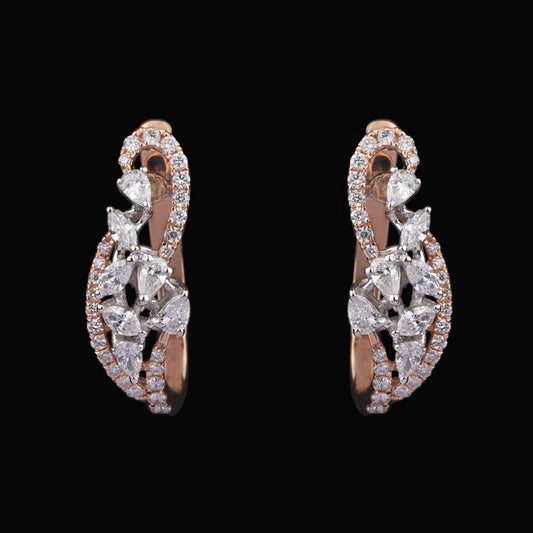 18K Two Tone Gold Diamond Earrings - 0.65ct VS-FG