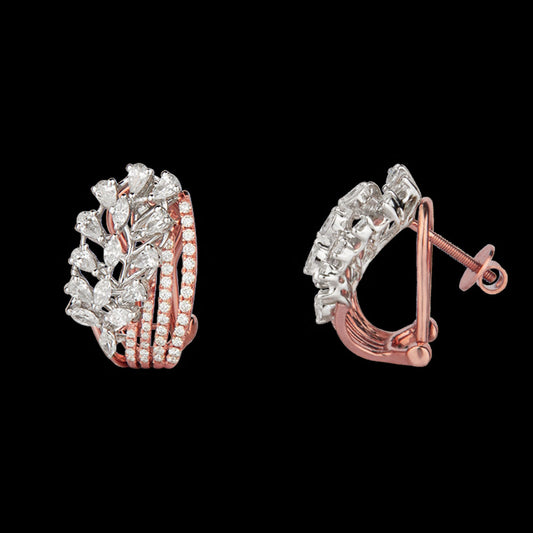 14K Two Tone Gold Diamond Earrings - 1.37ct VS-FG