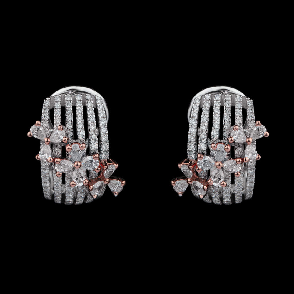 18K Two Tone Gold Diamond Earrings - 1.62ct VS-FG