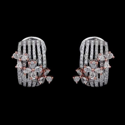 18K Two Tone Gold Diamond Earrings - 1.62ct VS-FG