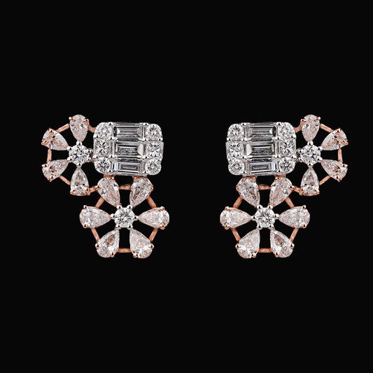 18K Two Tone Gold Diamond Earrings - 1.18ct VS-FG