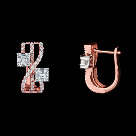 18K Two Tone Gold Diamond Earrings - 0.82ct VS-SI-FG