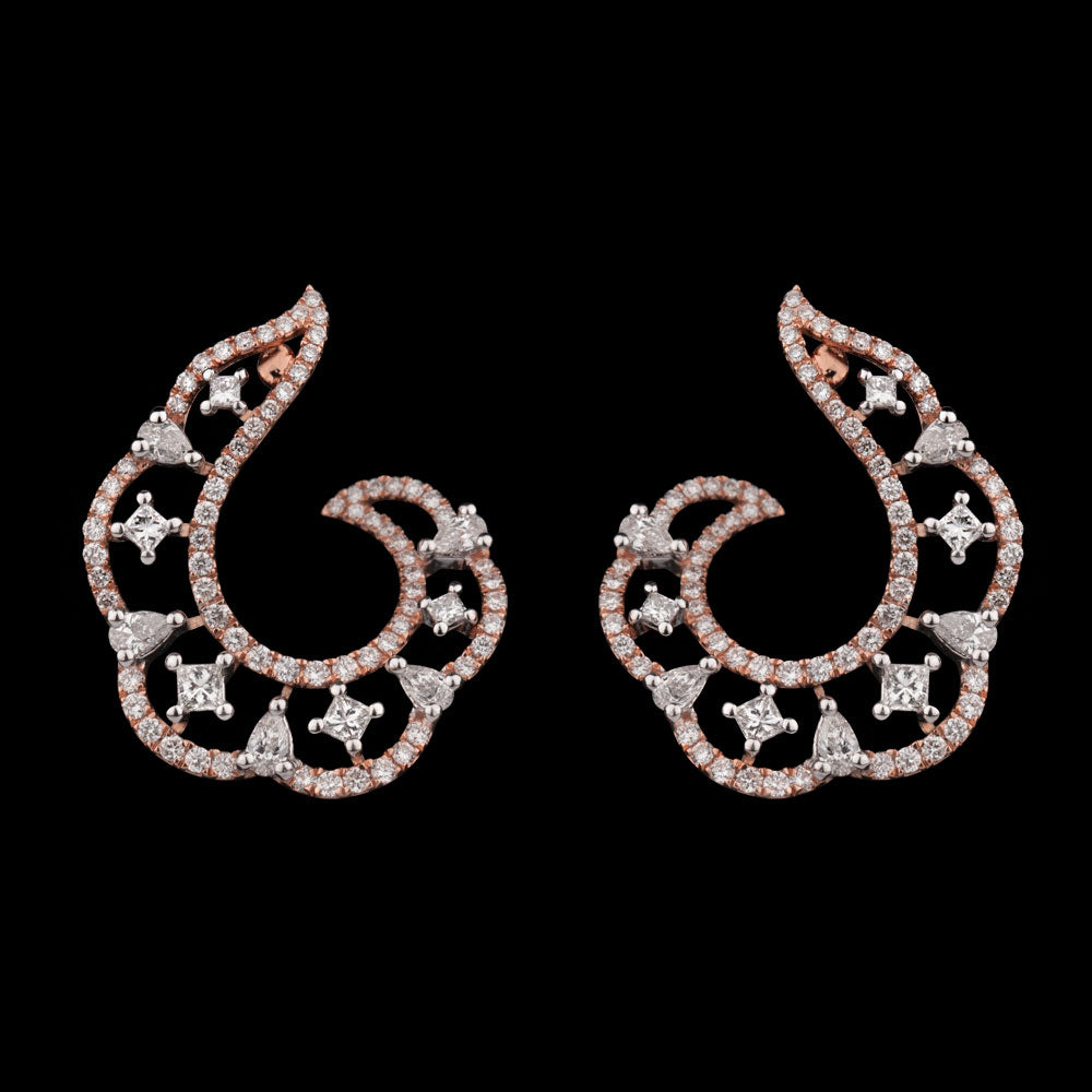 18K Two Tone Gold Diamond Earrings - 1.34ct VS-SI-FG