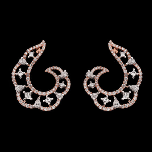 18K Two Tone Gold Diamond Earrings - 1.34ct VS-SI-FG