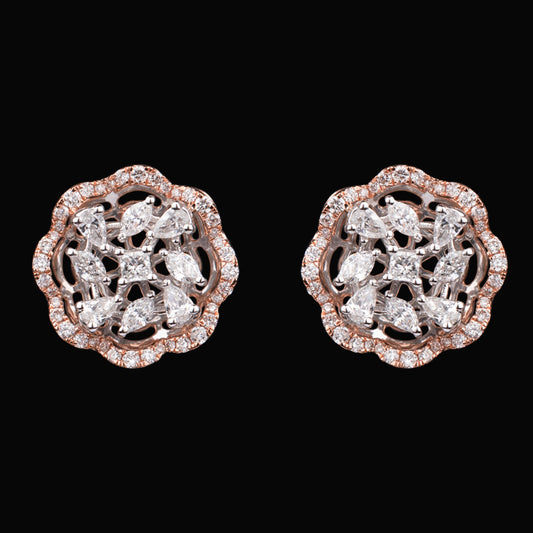 18K Two Tone Gold Diamond Earrings - 1.18ct VS-SI-FG